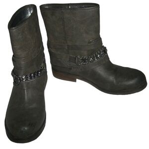 Coconuts By Matisse Boots Berriman Gray Rhinestone Chain Booties Moto School 6